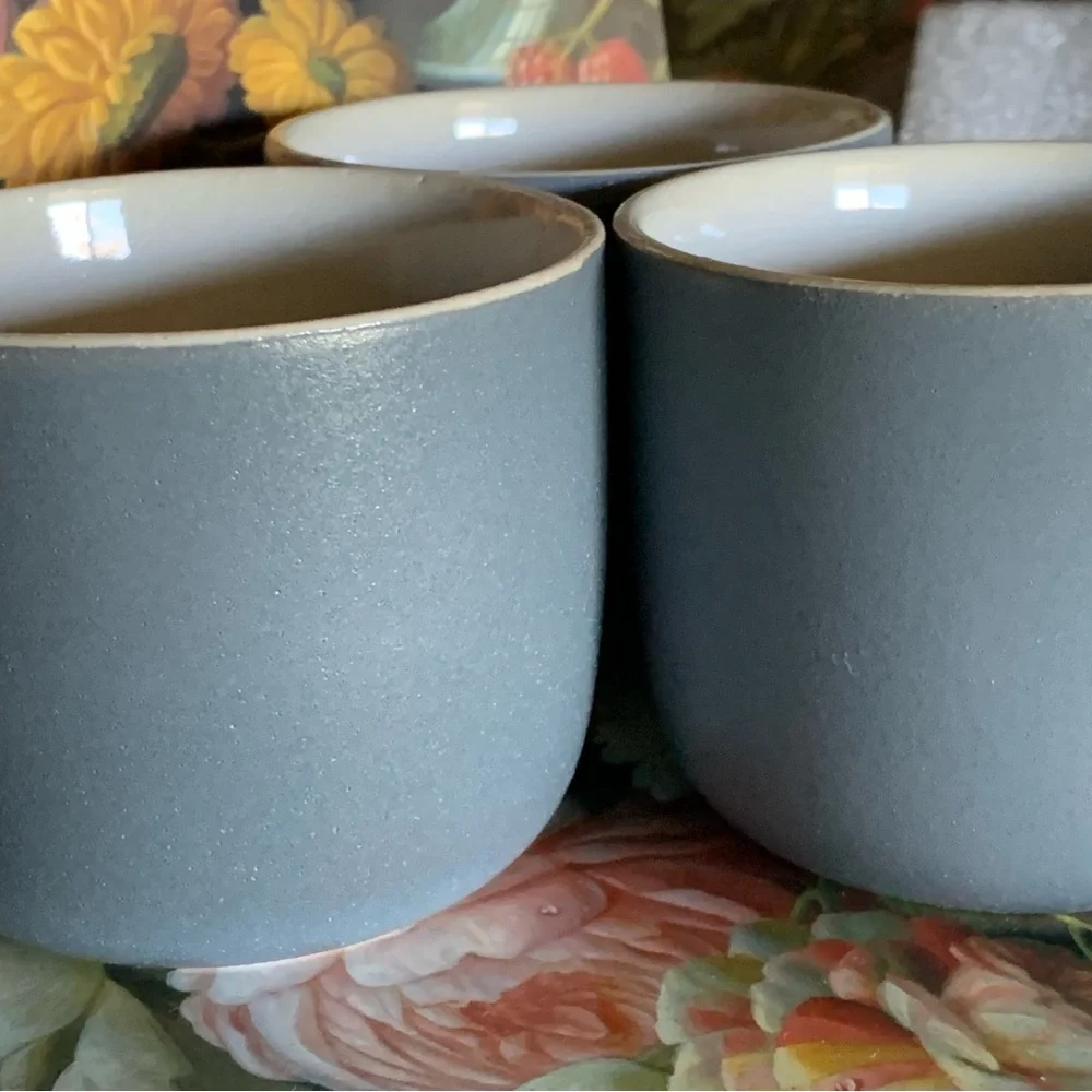 Set of Three Gray Ceramic Mugs